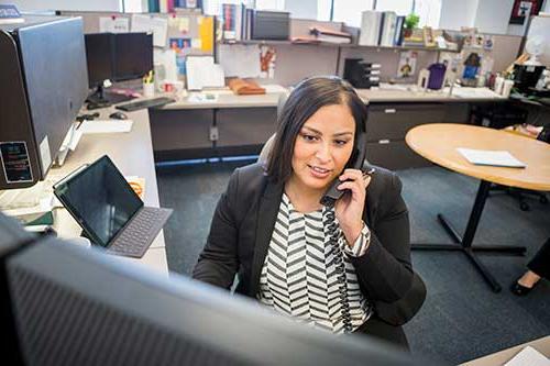 person talking on the phone at a computer